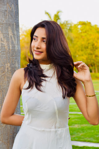 Ivory Aura Satin Gown