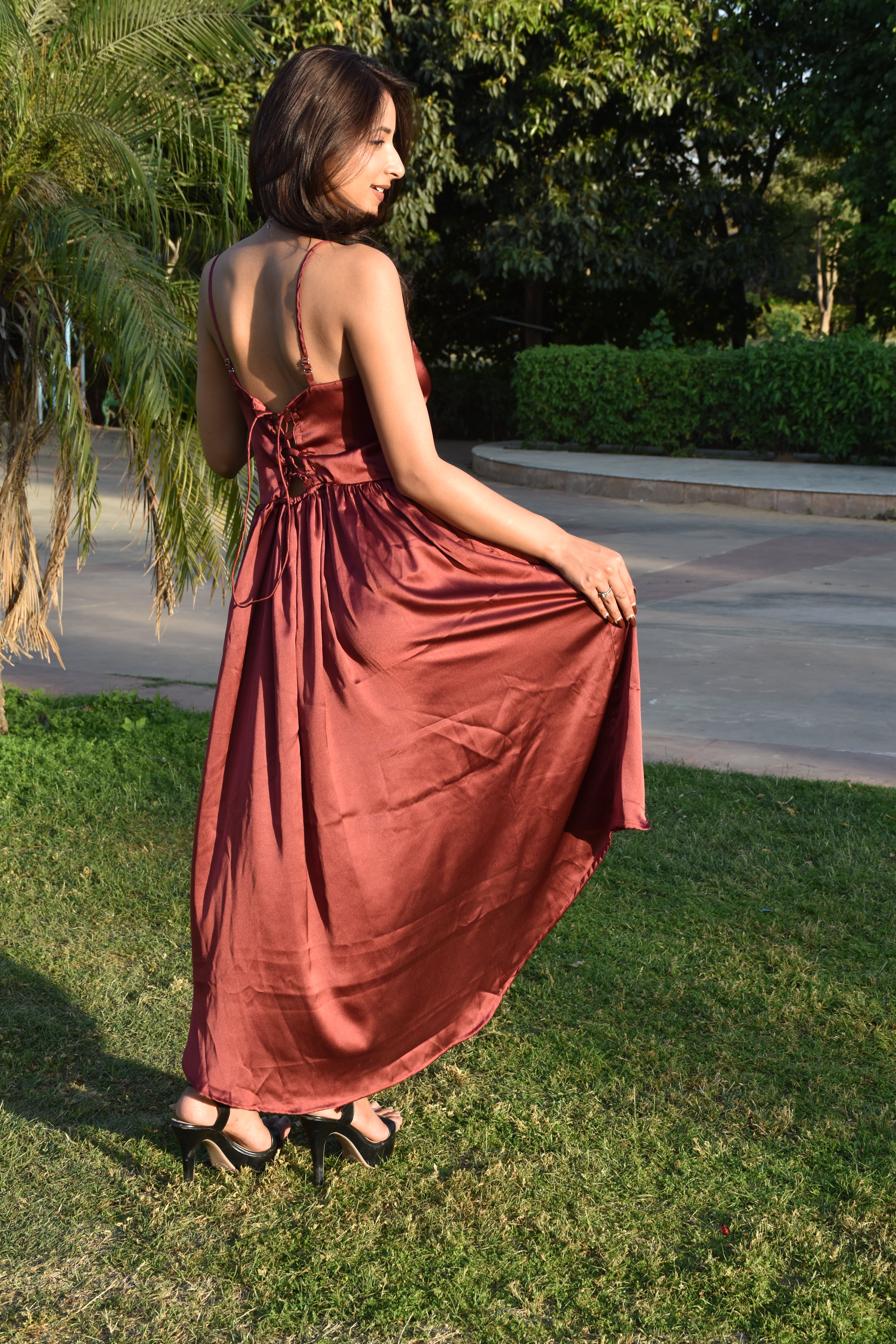 Rust Radiance Satin Dress