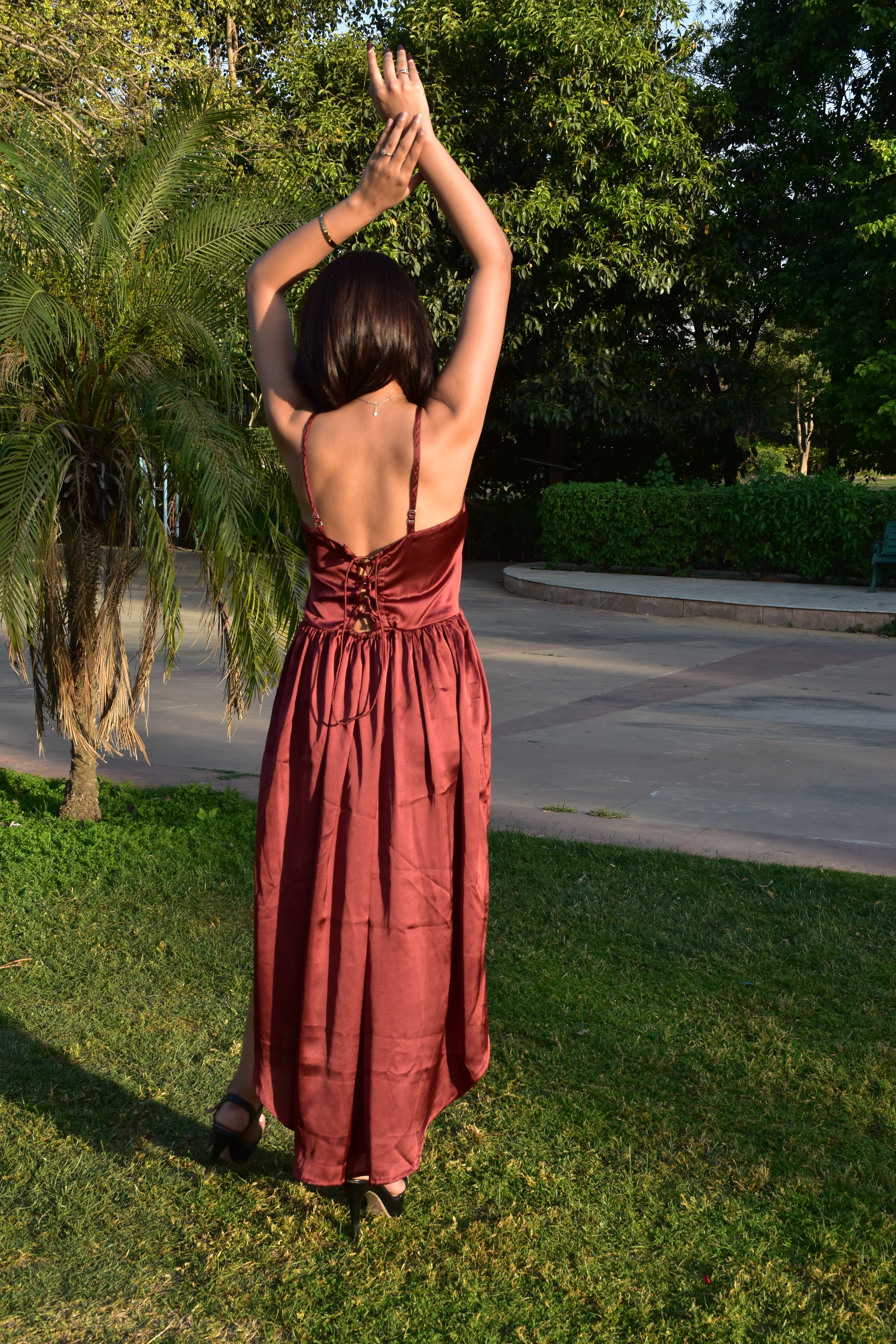 Rust Radiance Satin Dress
