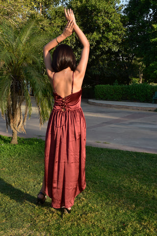 Rust Radiance Satin Dress
