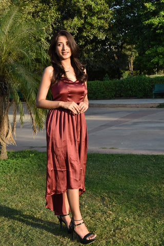 Rust Radiance Satin Dress