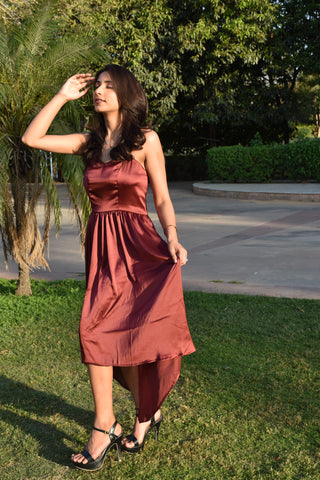 Rust Radiance Satin Dress