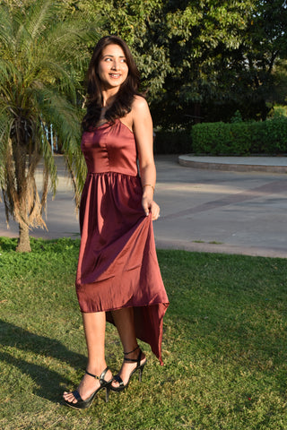Rust Radiance Satin Dress