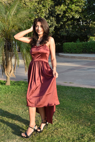 Rust Radiance Satin Dress