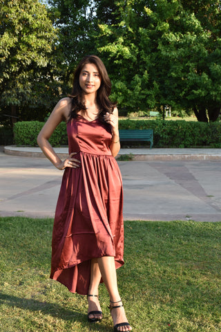 Rust Radiance Satin Dress