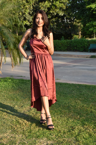Rust Radiance Satin Dress