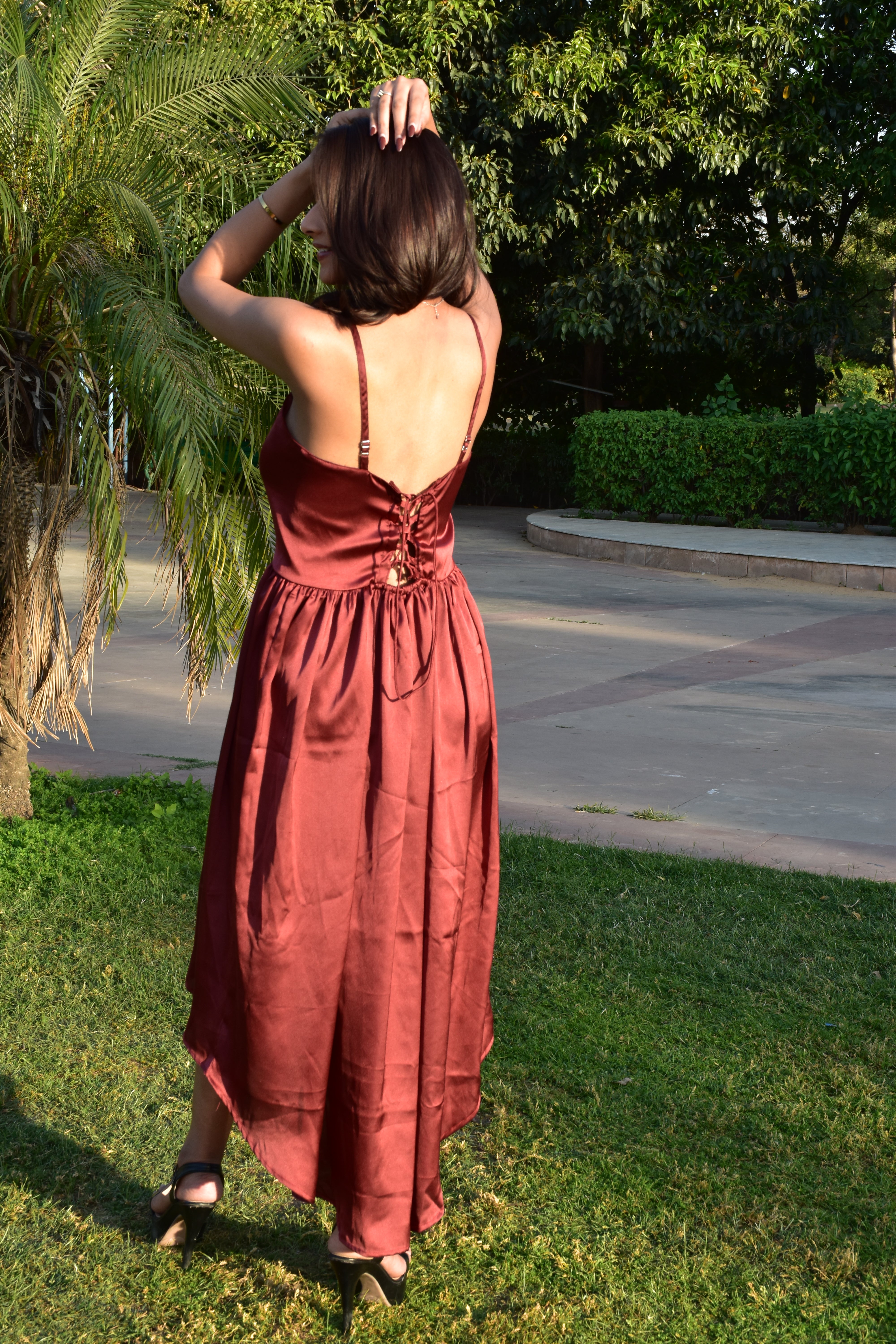 Rust Radiance Satin Dress