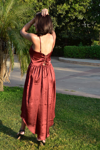 Rust Radiance Satin Dress