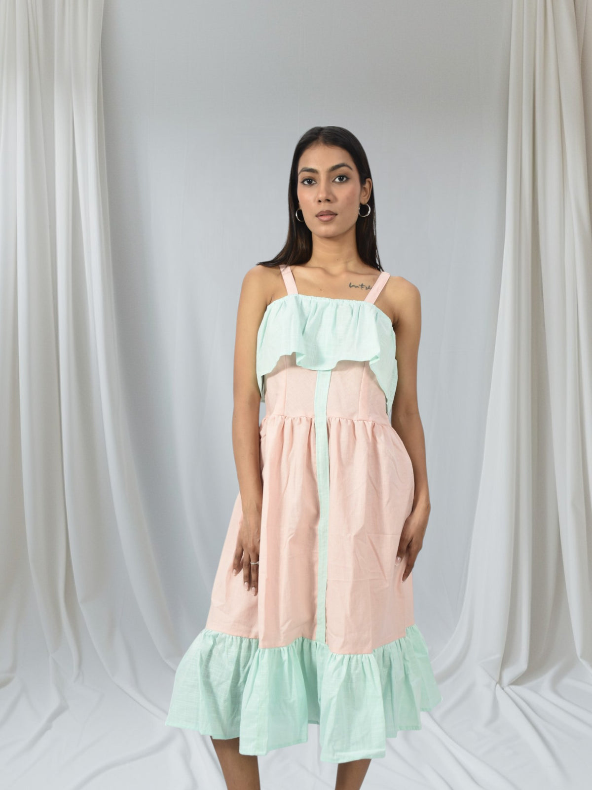 Mint Blush Ruffle Midi Dress