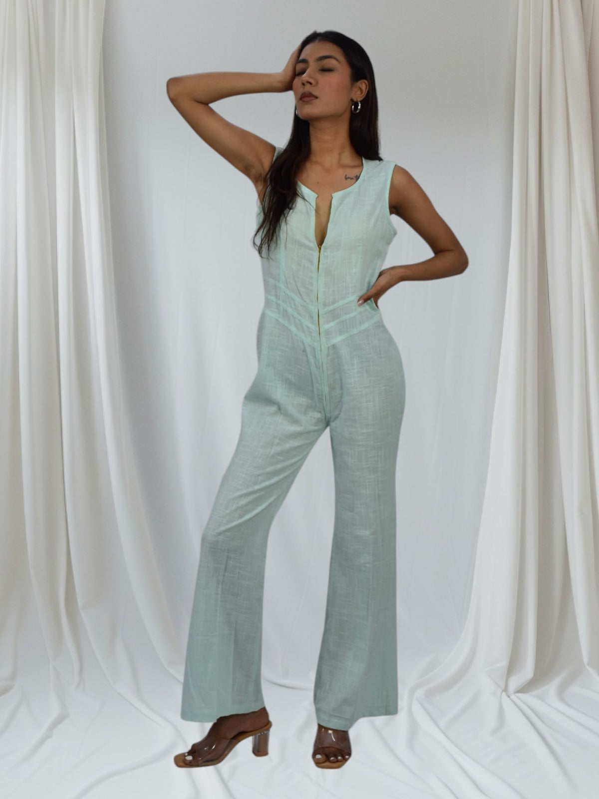 Mint Breeze Cotton Jumpsuit